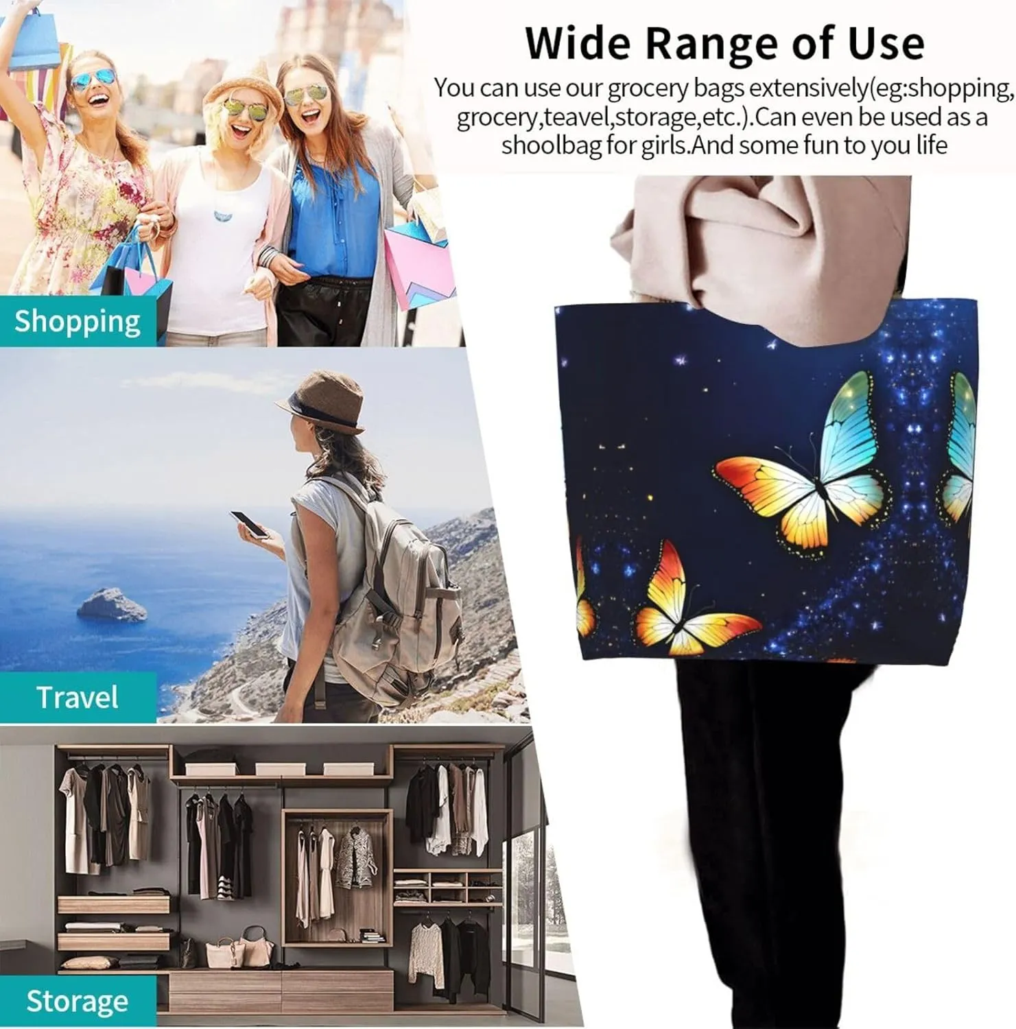 Deer Print Shoulder Bag For Women Shopping Bags Tote Bag Large Storage Handbag Grocery Bags For Travel Work
