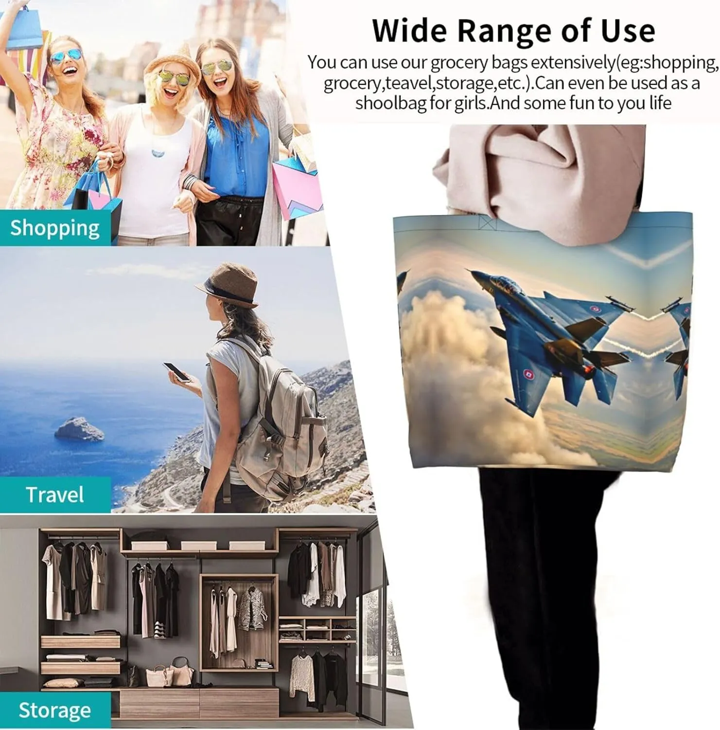 Deer Print Shoulder Bag For Women Shopping Bags Tote Bag Large Storage Handbag Grocery Bags For Travel Work
