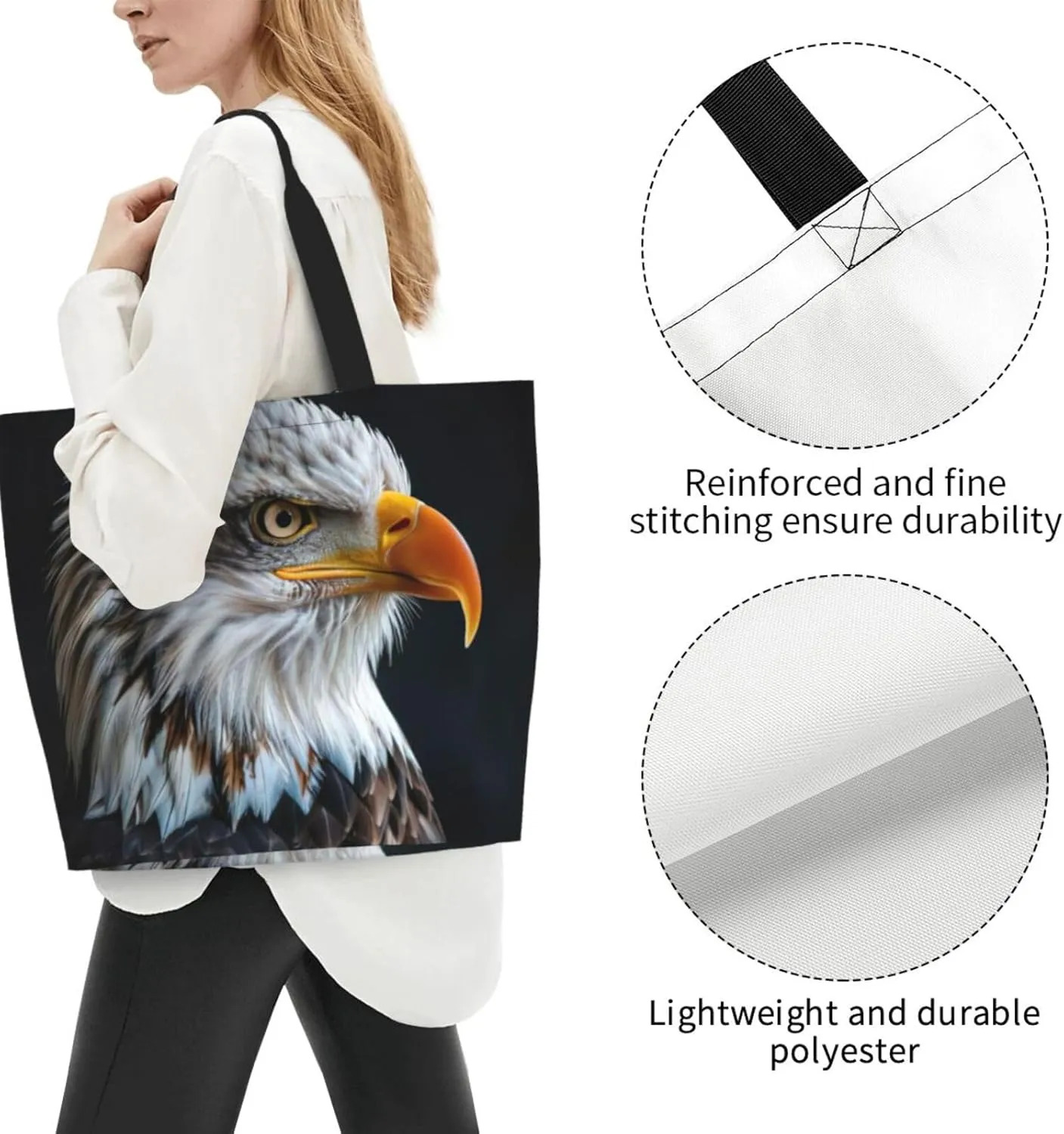 Deer Print Shoulder Bag For Women Shopping Bags Tote Bag Large Storage Handbag Grocery Bags For Travel Work