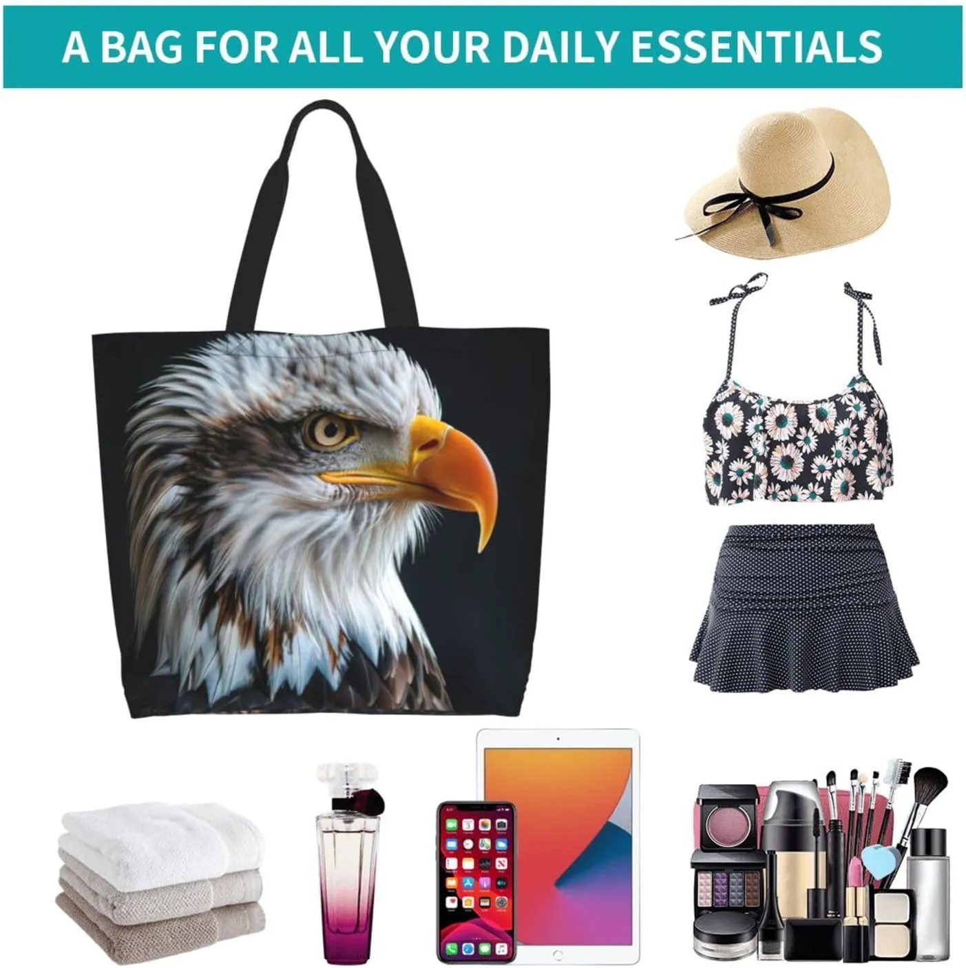 Deer Print Shoulder Bag For Women Shopping Bags Tote Bag Large Storage Handbag Grocery Bags For Travel Work