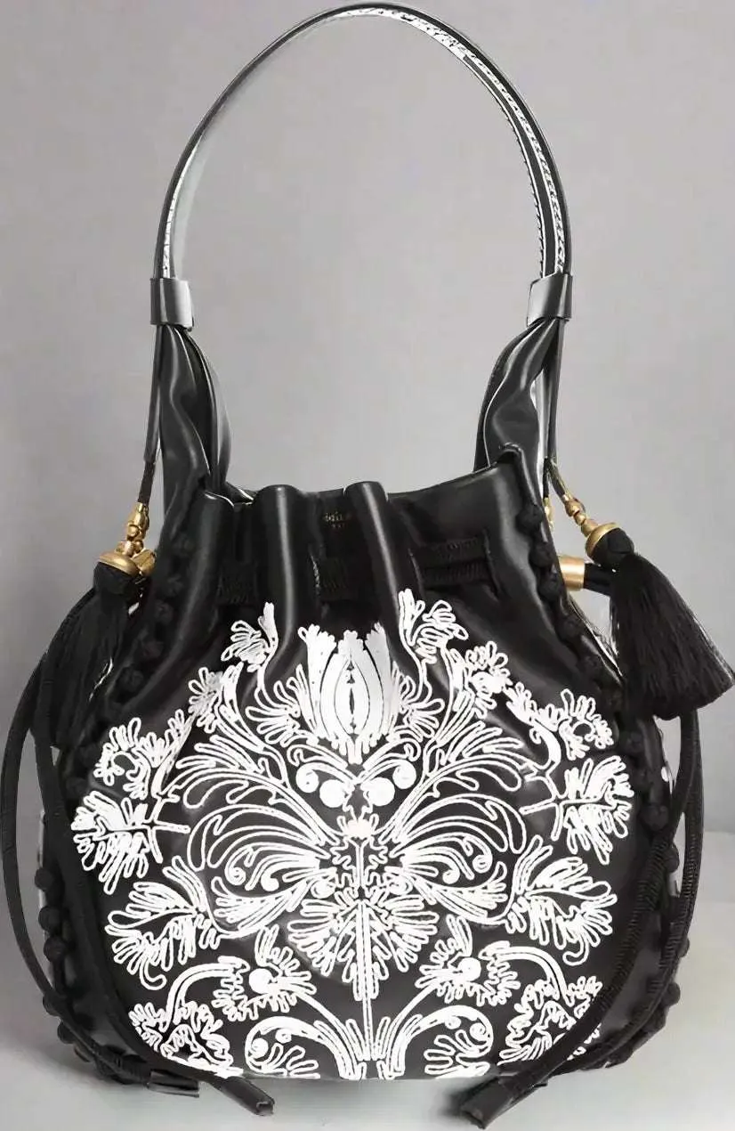 Dior Black And White Lambskin Shoulder Bag