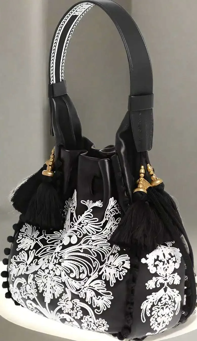 Dior Black And White Lambskin Shoulder Bag