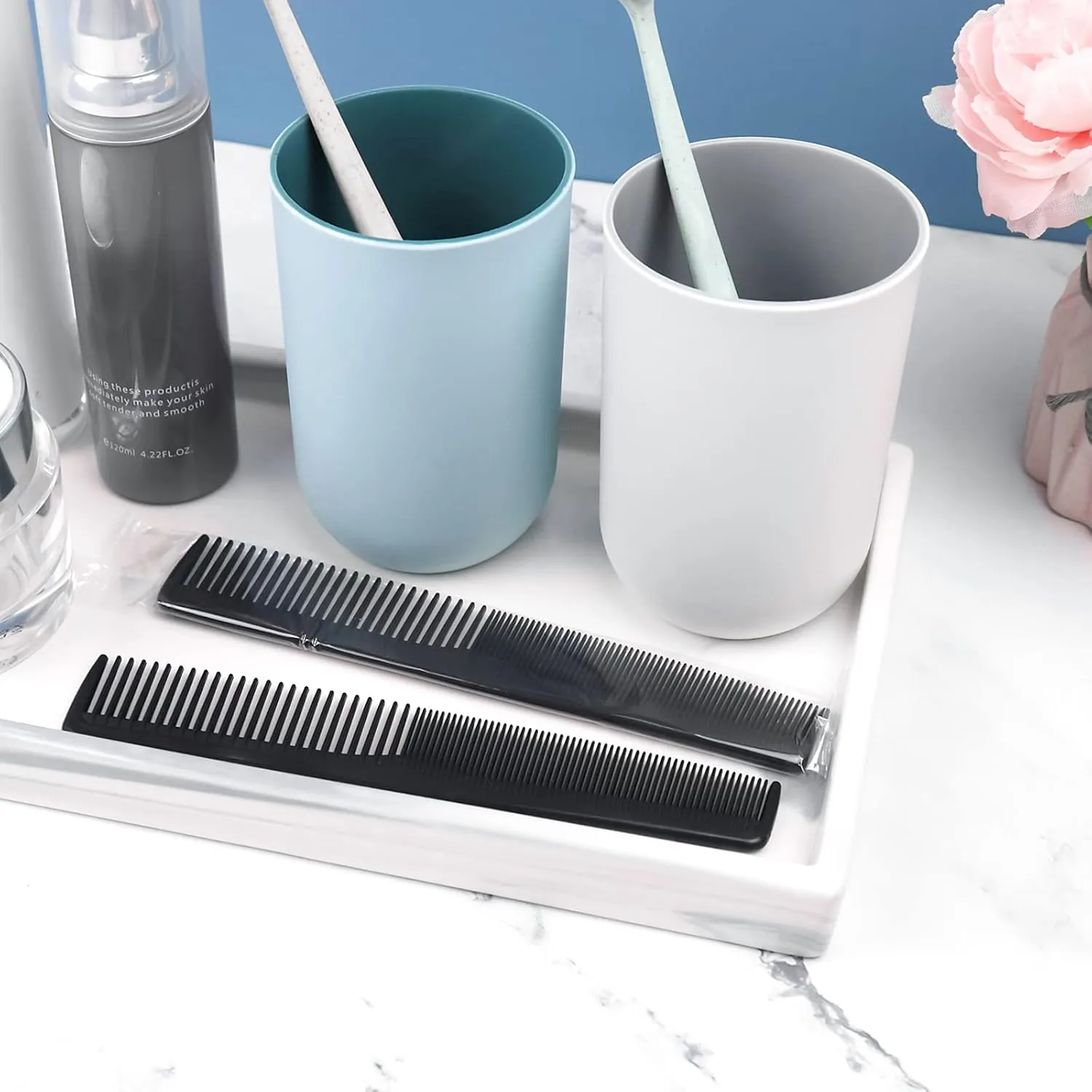 Disposable Combs Individually Wrapped, Sturdy Combs in Bulk, 100 Pack Combs Bulk, Double Tooth Hair Pocket Comb, Bulk Combs for Homeless, Charity, Care Pack Black