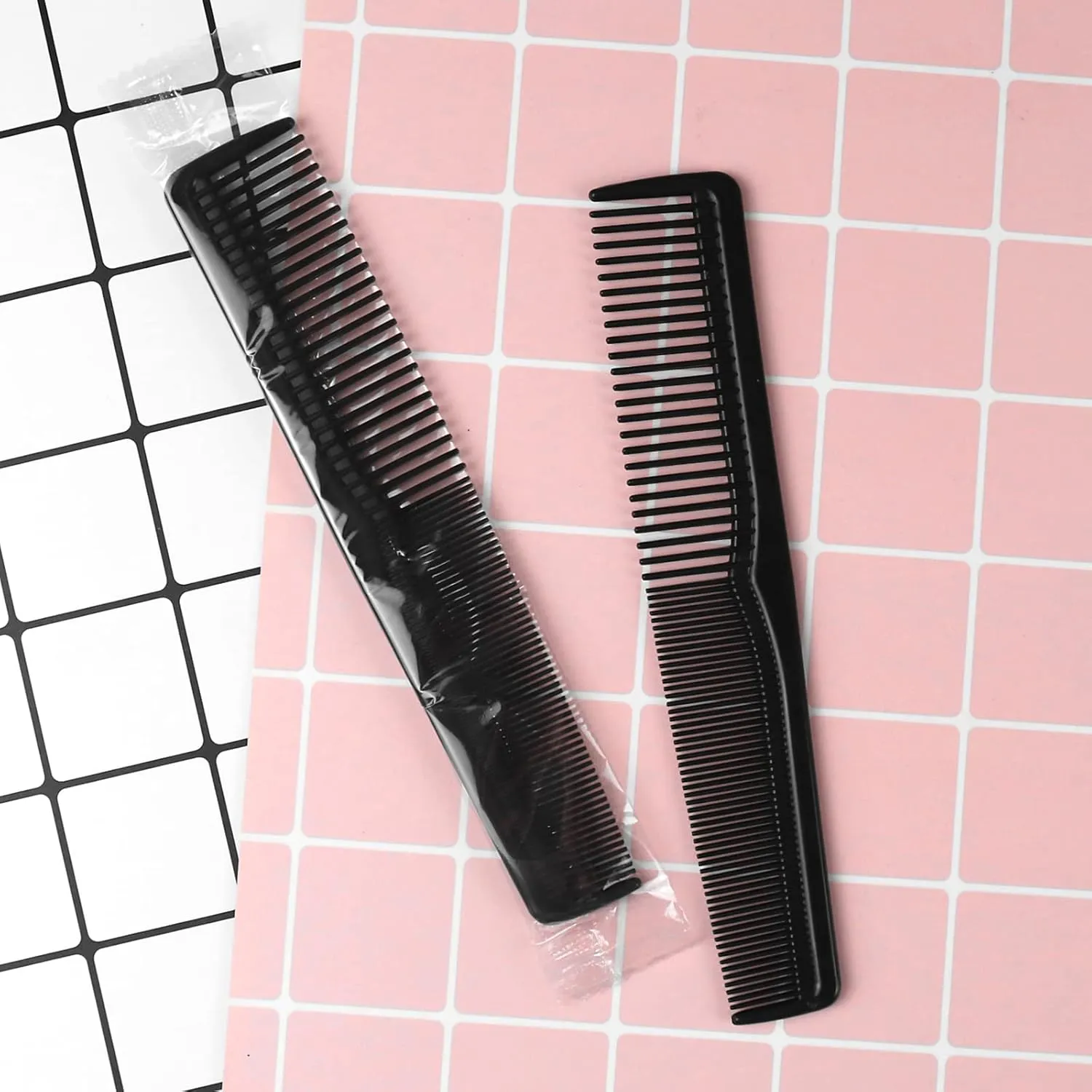 Disposable Combs Individually Wrapped, Sturdy Combs in Bulk, 100 Pack Combs Bulk, Double Tooth Hair Pocket Comb, Bulk Combs for Homeless, Charity, Care Pack Black