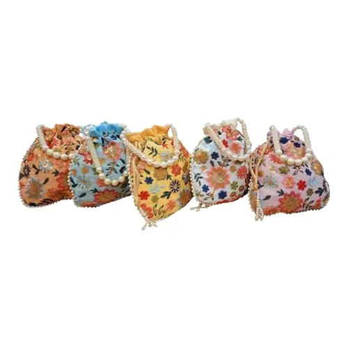 DMS RETAIL Potli Bags For Wedding Return Gifts For Women In Bulk, Ladies Return Gifts For Pooja Birthday Kitty Party Shagun Mehndi Sangeet Pack of (Pack of 10)