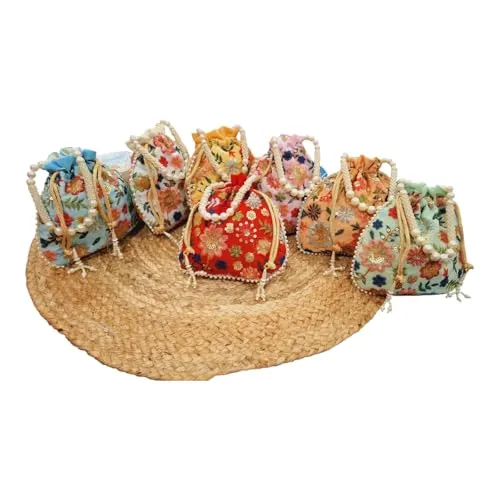 DMS RETAIL Potli Bags For Wedding Return Gifts For Women In Bulk, Ladies Return Gifts For Pooja Birthday Kitty Party Shagun Mehndi Sangeet Pack of (Pack of 10)