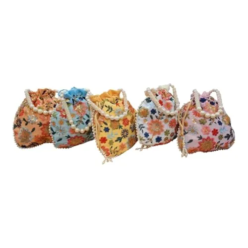 DMS RETAIL Potli Bags For Wedding Return Gifts For Women In Bulk, Ladies Return Gifts For Pooja Birthday Kitty Party Shagun Mehndi Sangeet Pack of (Pack of 10)