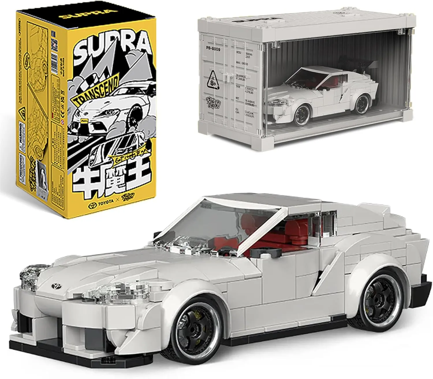 dOMOb Toyota Supra Car Building Kit – 367 pcs Building Blocks Set w/Container Display Box – Modular Scale 1:32 Model – Bricks Toy for Kids & Adults 8  – for Boys, Hobbyist, Collector