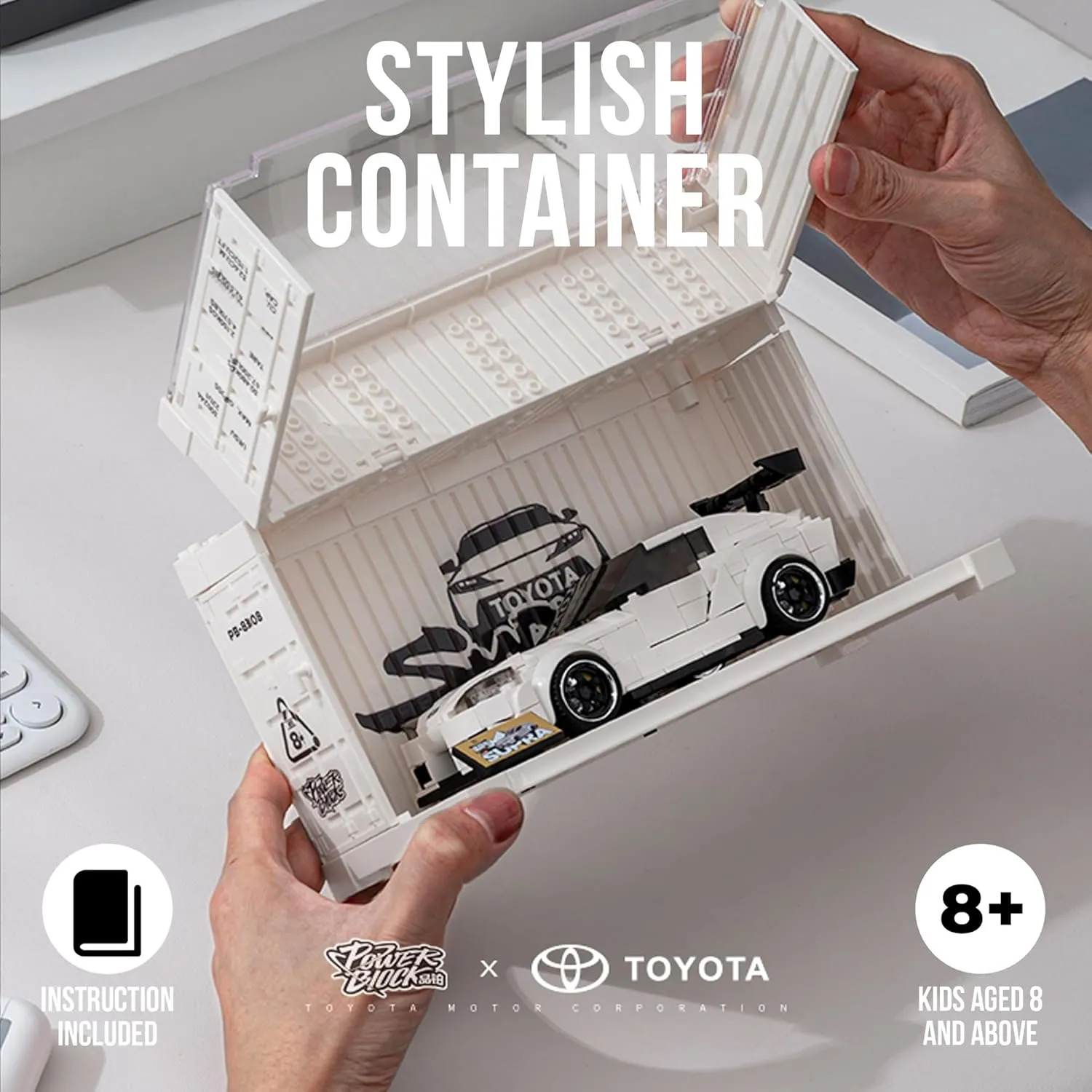 dOMOb Toyota Supra Car Building Kit – 367 pcs Building Blocks Set w/Container Display Box – Modular Scale 1:32 Model – Bricks Toy for Kids & Adults 8  – for Boys, Hobbyist, Collector