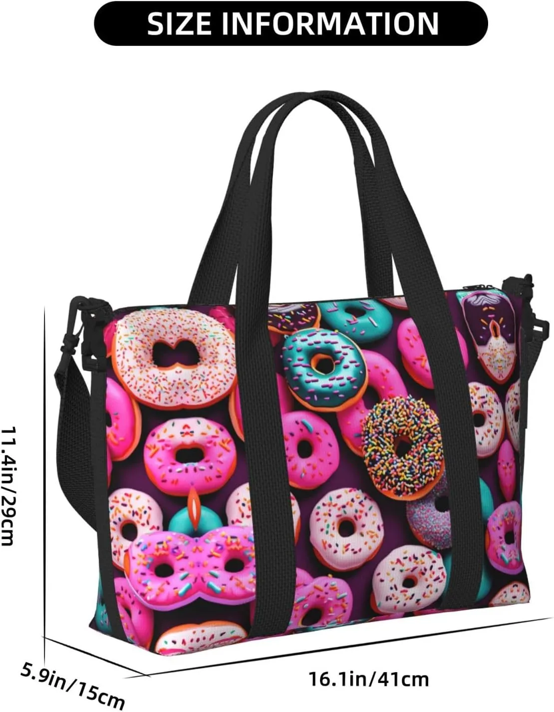 Donut Travel Bags, Weekender Carry On For Women, Sports Gym Bag, Workout Duffel Bag,Overnight