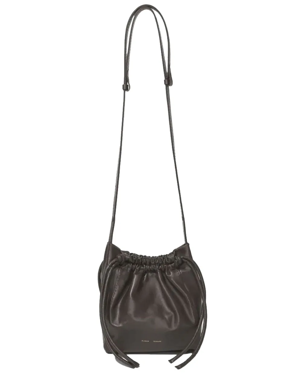 Drawstring Pouch Crossbody Bag in Dark Chocolate