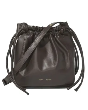 Drawstring Pouch Crossbody Bag in Dark Chocolate