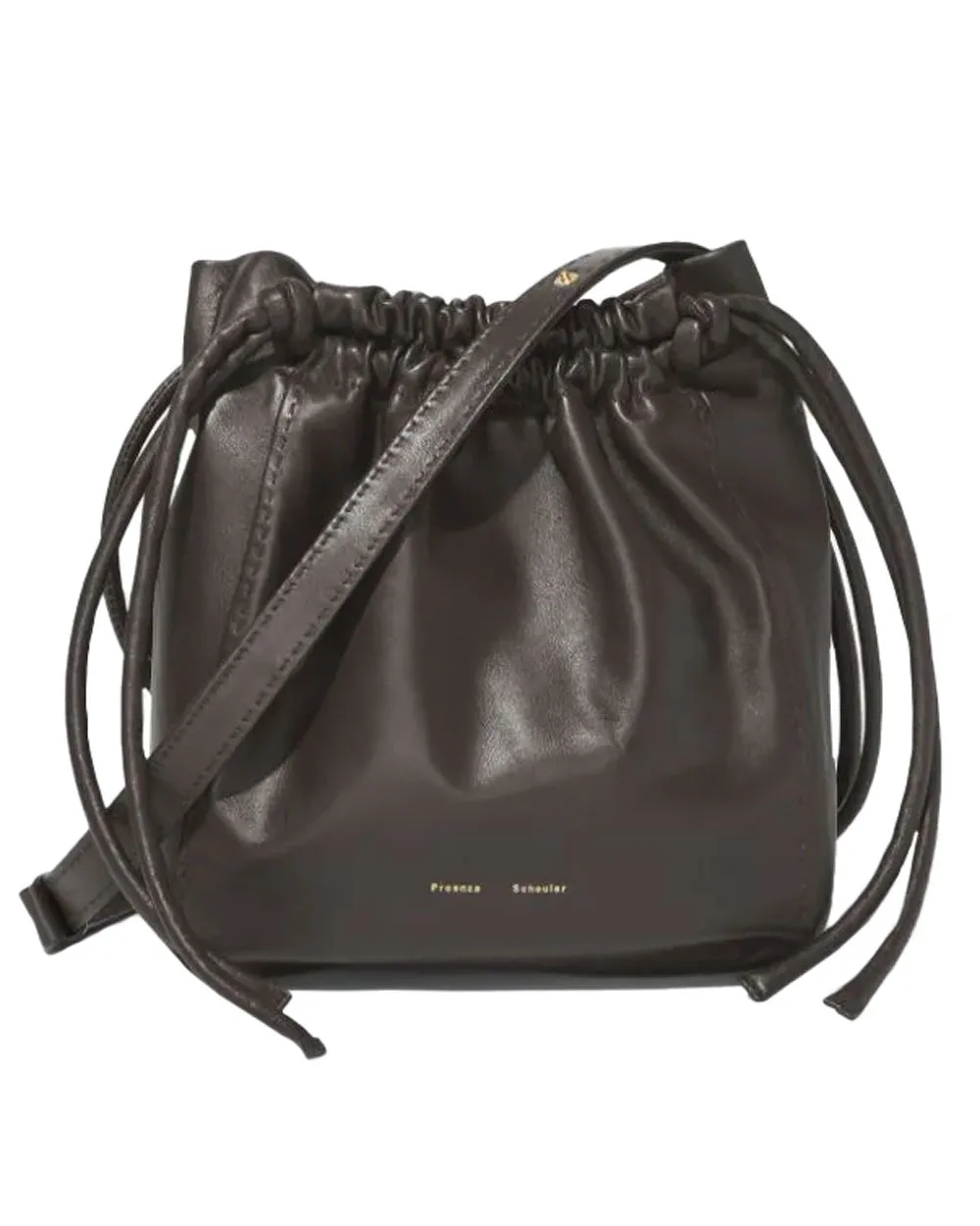Drawstring Pouch Crossbody Bag in Dark Chocolate