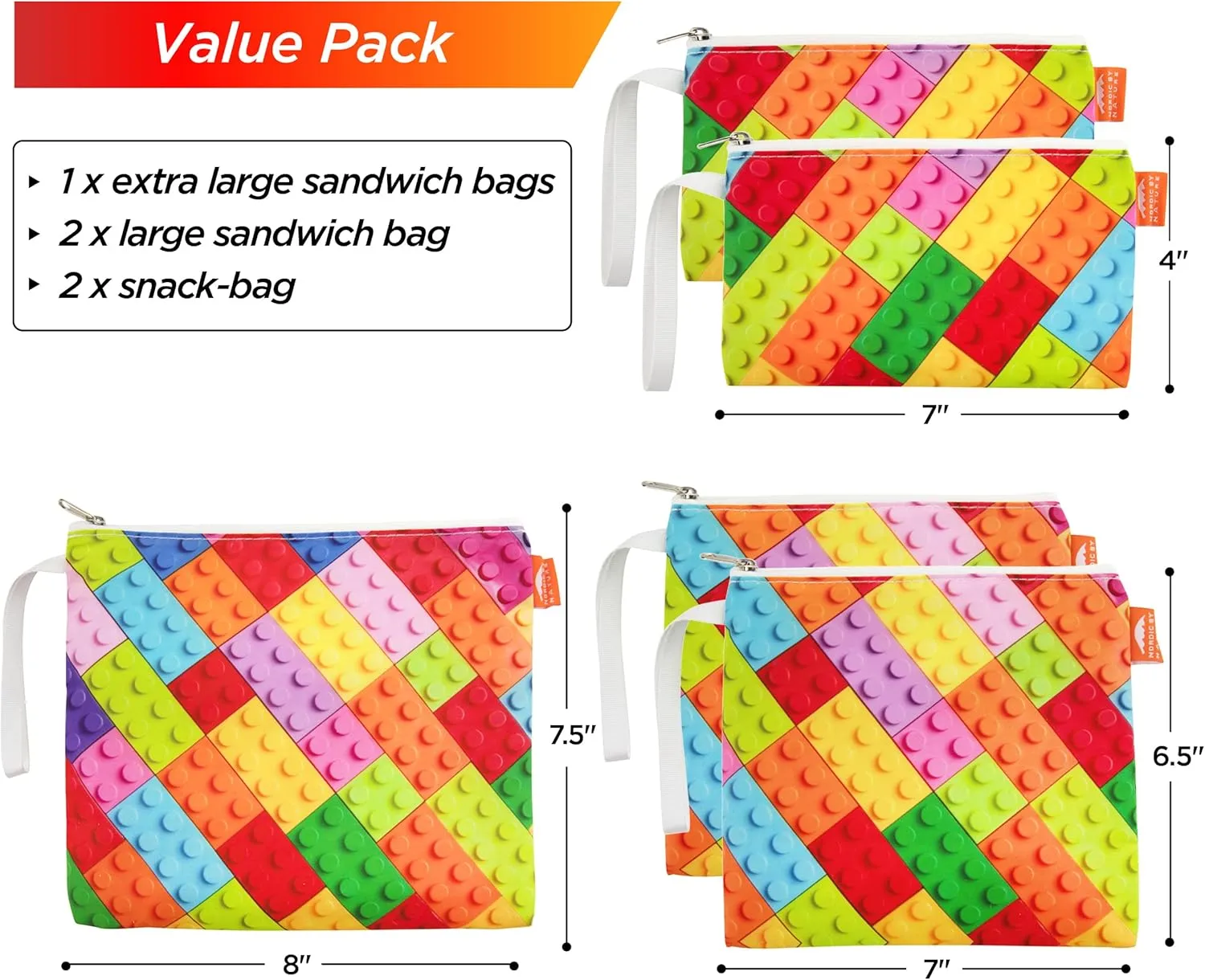 Dual Layer Reusable Sandwich Bags - Color Blocks