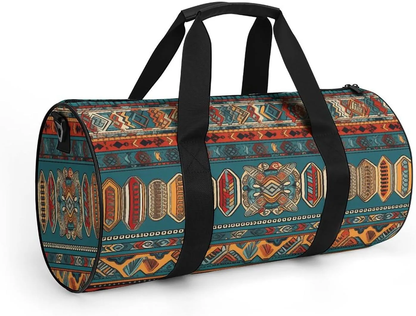 Duffel Bag for Men Women Gym Bag Intricate Tribal Patterns Travel Duffel Bag Waterproof Overnight Bag for Sports Workout