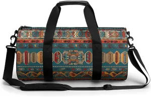 Duffel Bag for Men Women Gym Bag Intricate Tribal Patterns Travel Duffel Bag Waterproof Overnight Bag for Sports Workout