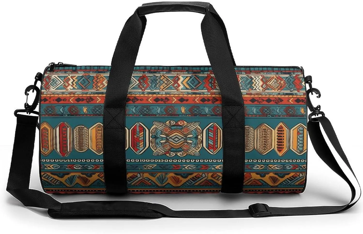 Duffel Bag for Men Women Gym Bag Intricate Tribal Patterns Travel Duffel Bag Waterproof Overnight Bag for Sports Workout