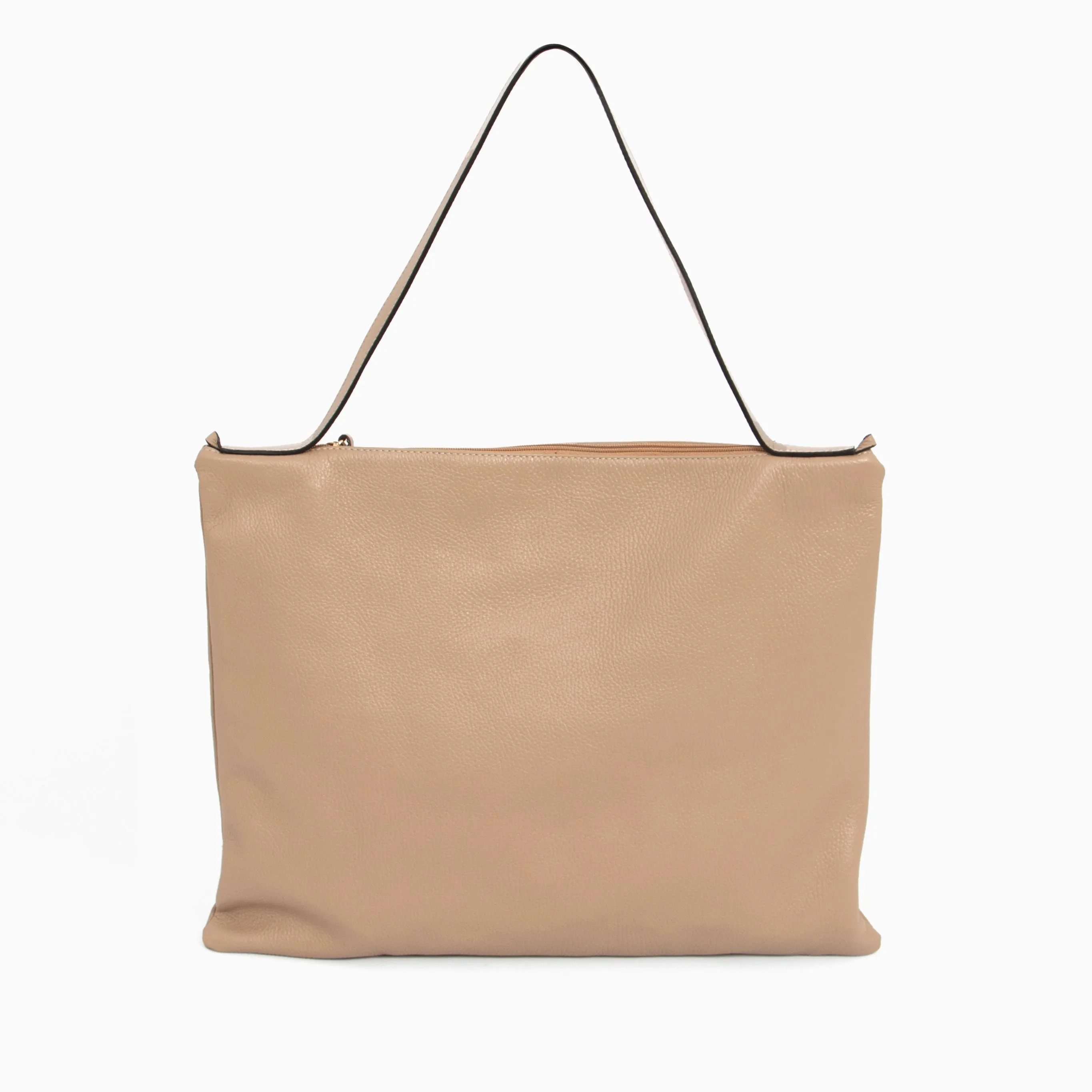 Dulce Italian Leather Large Tote Bag - Taupe, Pebbled