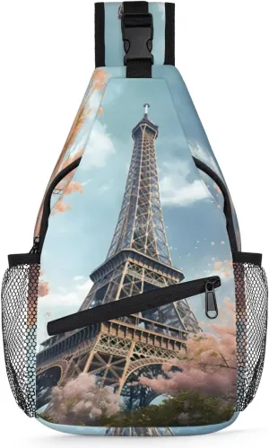 Eiffel Tower Sling Backpack Chest Bag for Women Men Crossbody Shoulder Bag Fanny Pack with Adjustable Strap