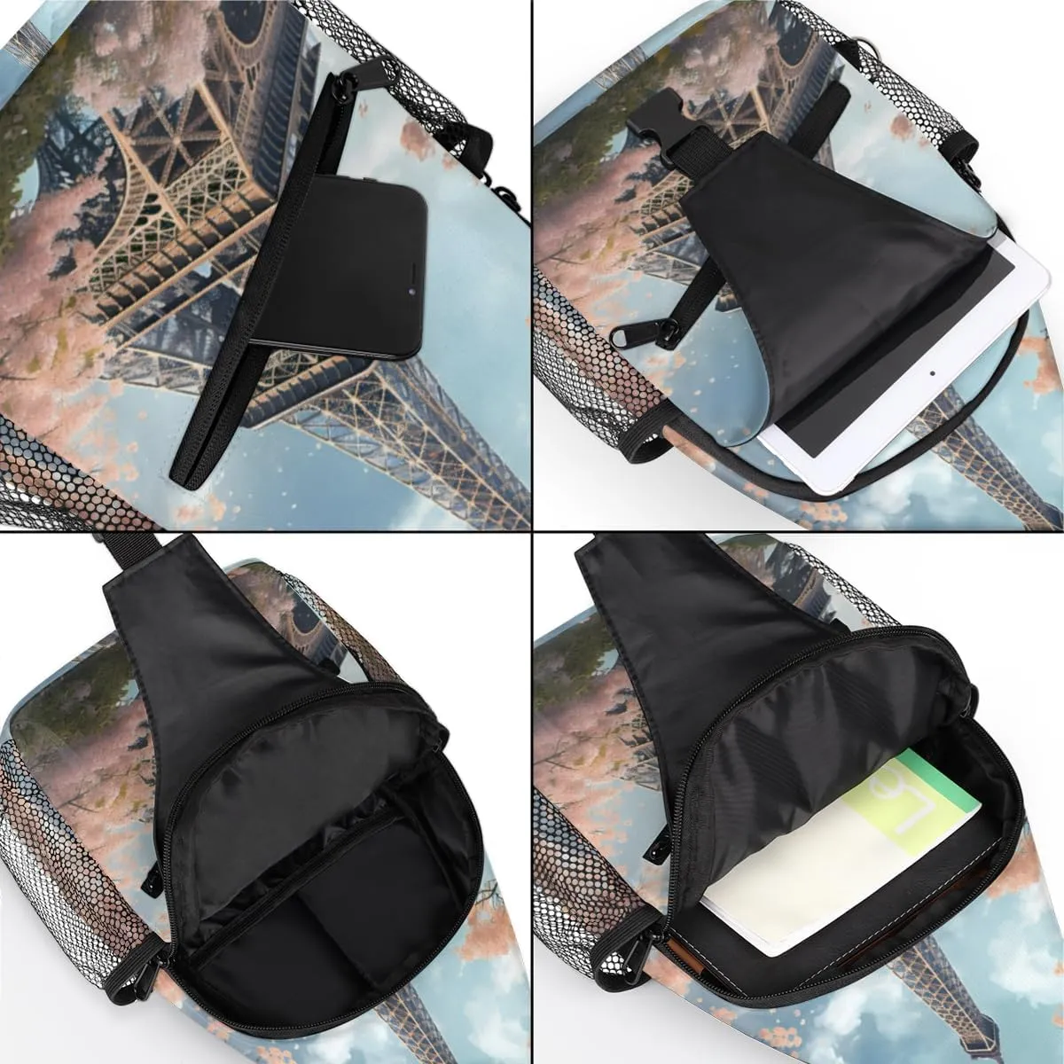 Eiffel Tower Sling Backpack Chest Bag for Women Men Crossbody Shoulder Bag Fanny Pack with Adjustable Strap