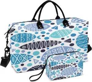 Exnundod Ornamental Fish Travel Duffel Bags for Women Sports Gym Bag Weekender Carry On Tote Overnight Luggage Duffle Bags