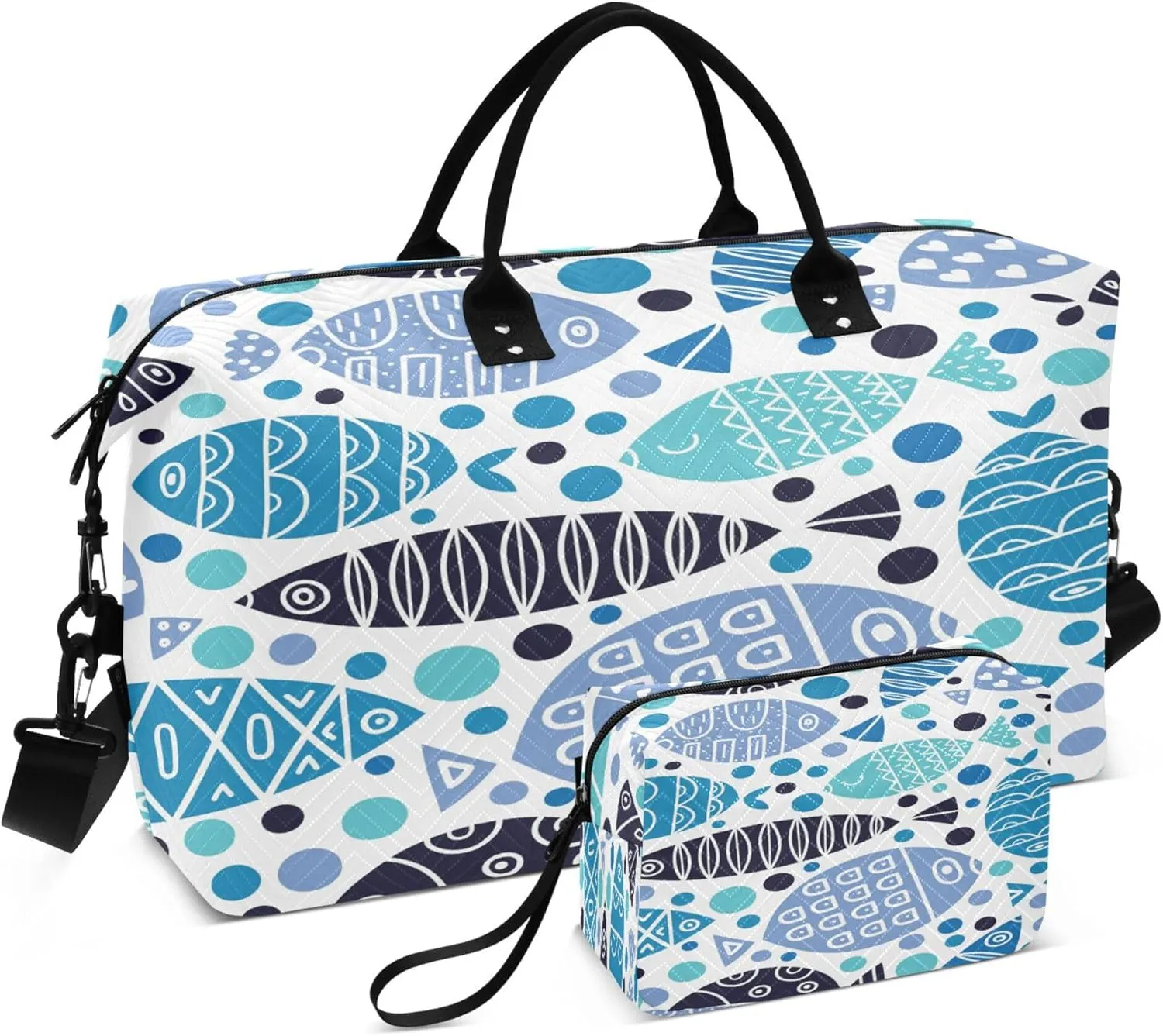 Exnundod Ornamental Fish Travel Duffel Bags for Women Sports Gym Bag Weekender Carry On Tote Overnight Luggage Duffle Bags