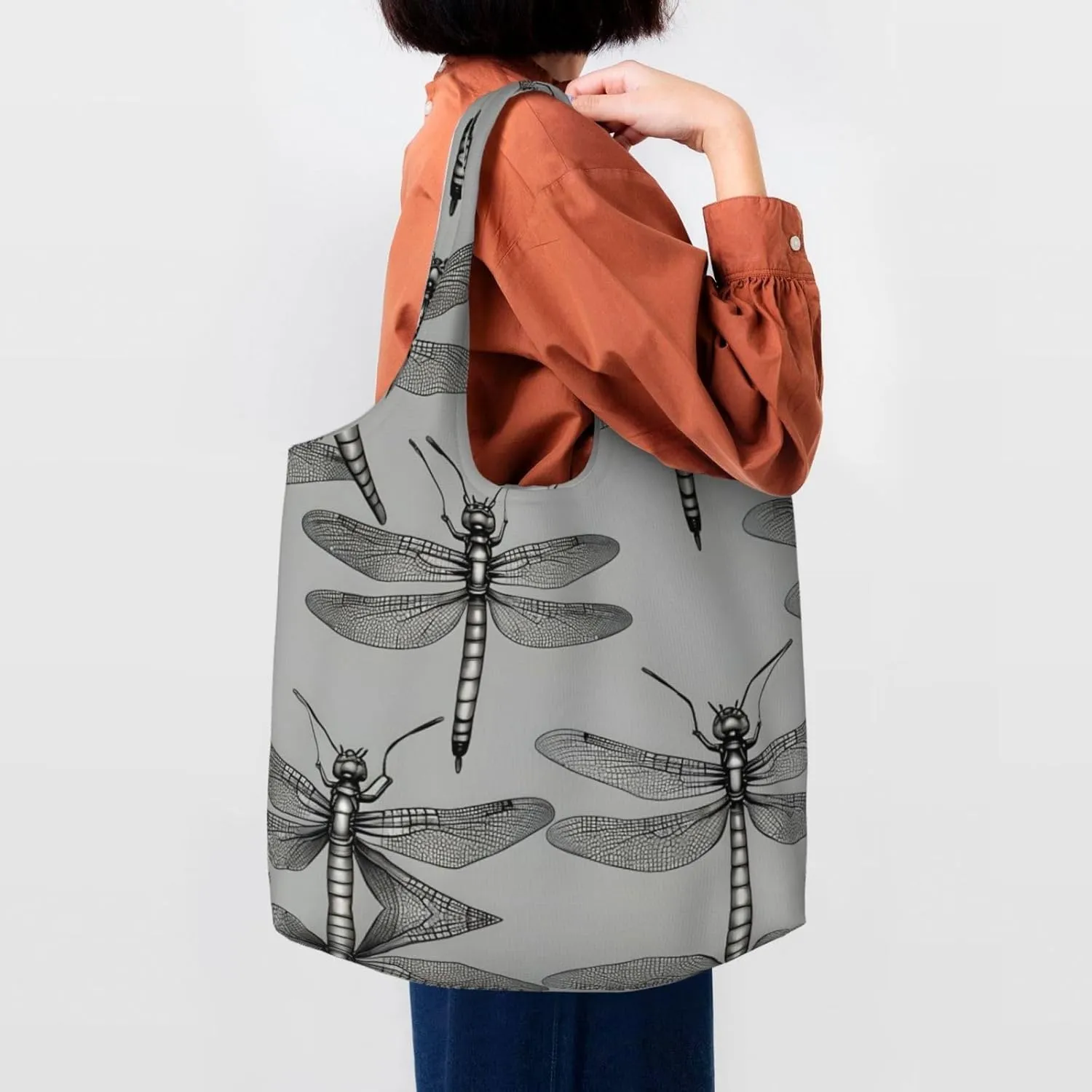 Explosion Burst Red Black Canvas Bag Bag Handbag Eco-Friendly Reusable Groceryshopping Bags For Women Girls