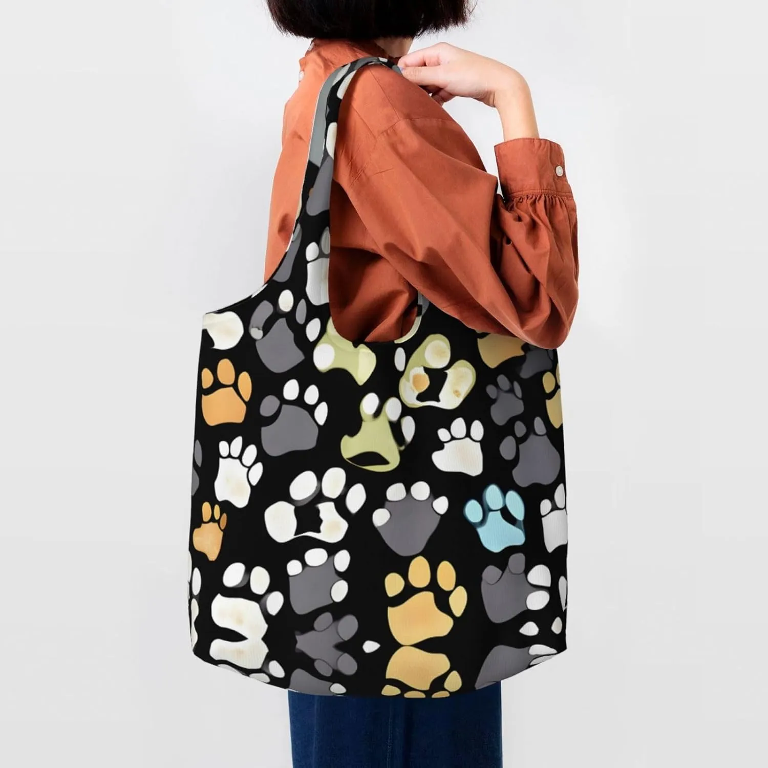 Explosion Burst Red Black Canvas Bag Bag Handbag Eco-Friendly Reusable Groceryshopping Bags For Women Girls