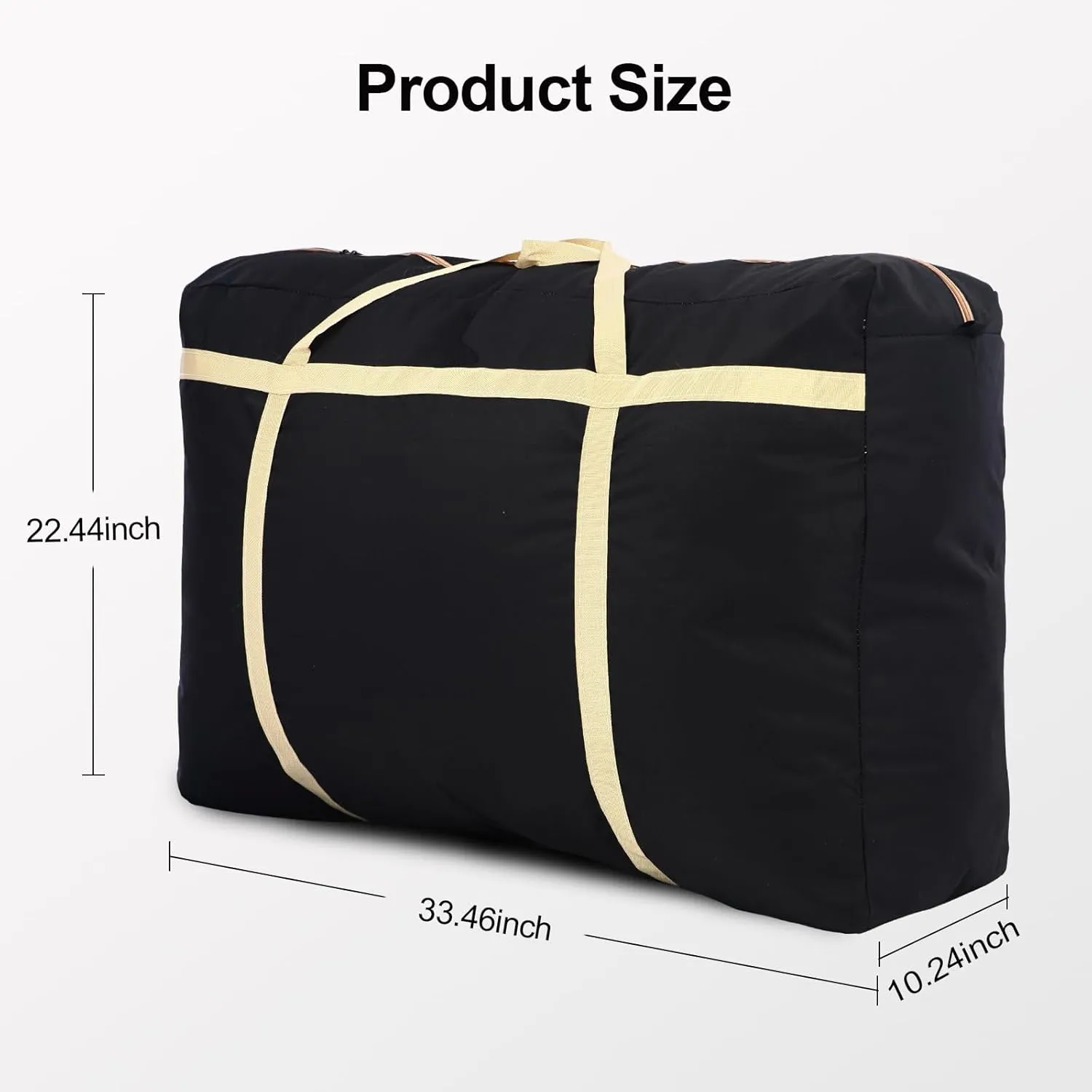 Extra Large Moving Bags,Oversized Moving Supplies Storage Bags,Space Saver Totes,Heavy Duty Packing Bag with Sturdy Zippers and Strong Handles,Moving Boxes Alternativ (Black,2Pack)