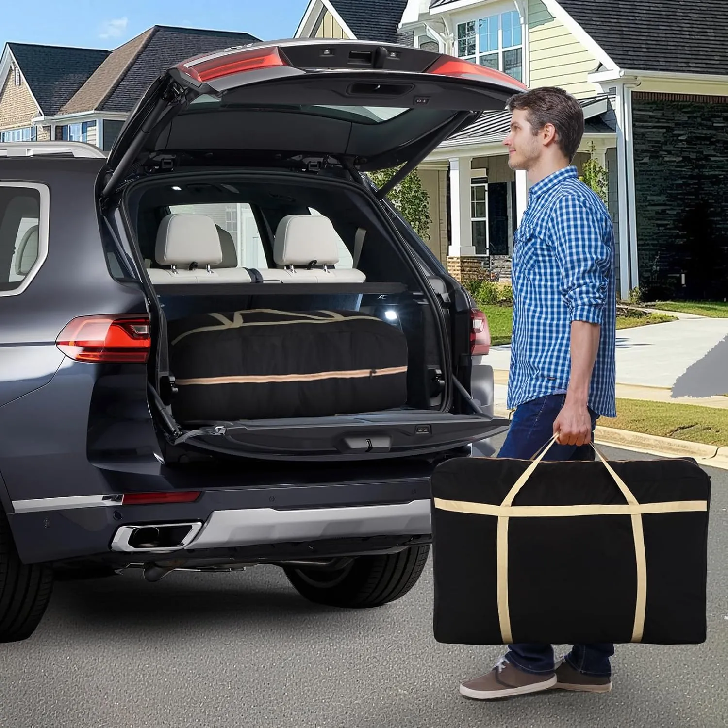 Extra Large Moving Bags,Oversized Moving Supplies Storage Bags,Space Saver Totes,Heavy Duty Packing Bag with Sturdy Zippers and Strong Handles,Moving Boxes Alternativ (Black,2Pack)
