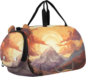 Fall Highland Cow Duffle Bag for Girl, Sports Duffle Gym Bags with Shoe Compartment, Personalized Overnight Bag Travel Weekender for Kids