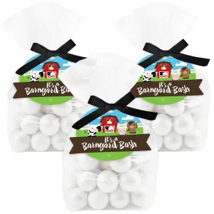 Farm Animals - Barnyard Baby Shower or Birthday Party Clear Goodie Favor Bags - Treat Bags With Tags - Set of 12