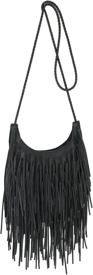 Fecialy Vintage Fringe Hobo Bags for Women Vegan Leather Tassel Crossbody Bag Western Hippie Shoulder Bag