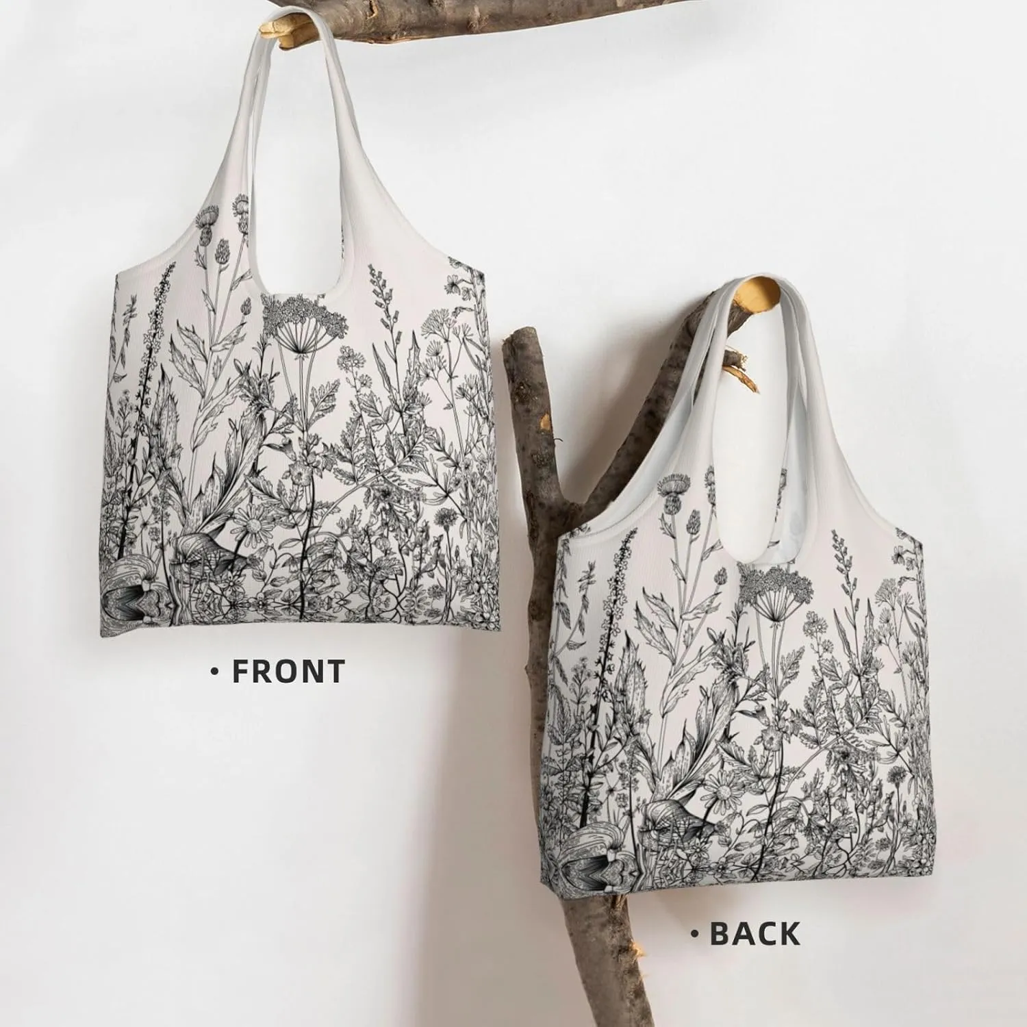 Flamingo Bird Round Leaves Canvas Bag Bag Handbag Eco-Friendly Reusable Groceryshopping Bags For Women Girls