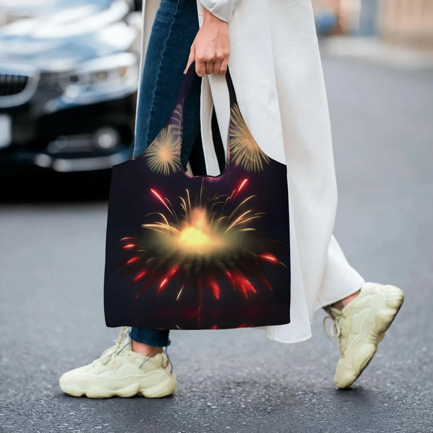 Flower Diamond Painting Canvas Bag Bag Handbag Eco-Friendly Reusable Groceryshopping Bags For Women Girls