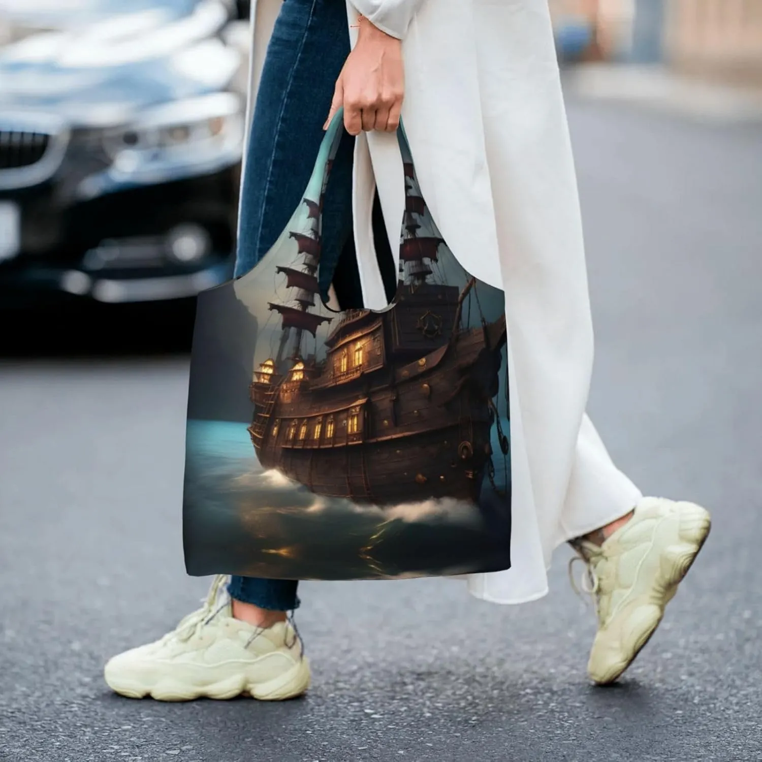 Flower Diamond Painting Canvas Bag Bag Handbag Eco-Friendly Reusable Groceryshopping Bags For Women Girls