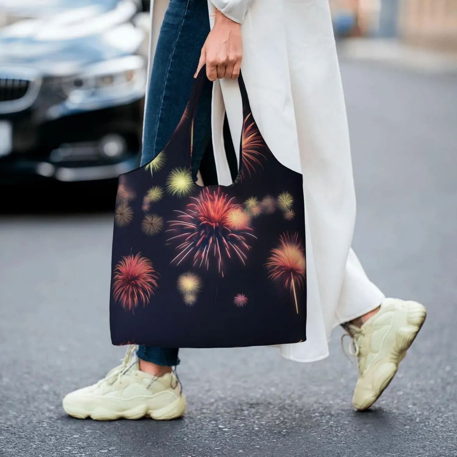 Flower Diamond Painting Canvas Bag Bag Handbag Eco-Friendly Reusable Groceryshopping Bags For Women Girls