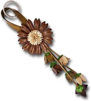 Flower Keyring Keychain - Hand Made Leather Key Organizer Colorful Decorative Collectible Handbag Purse Tassels Charms Bag Accessories Handcraft Décor Gifts