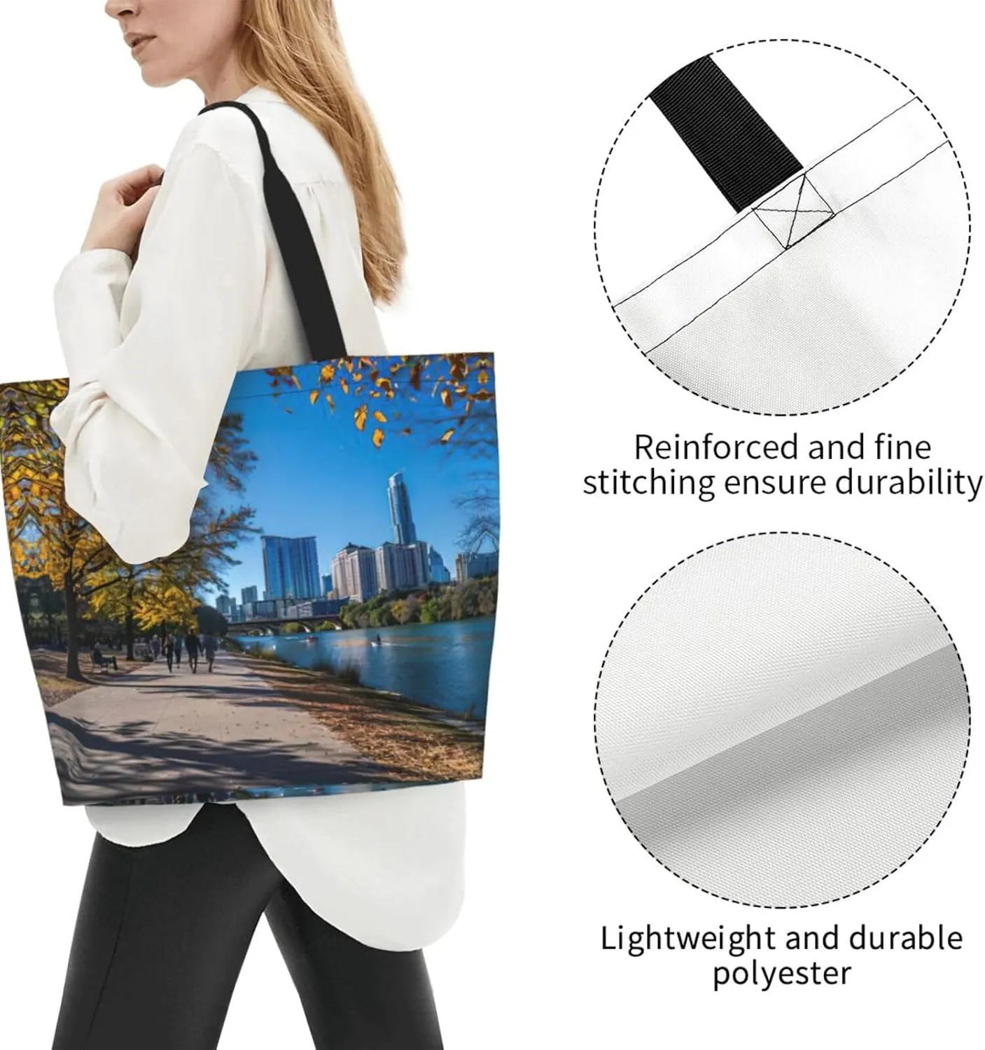 Flower Print Shoulder Bag For Women Shopping Bags Tote Bag Large Storage Handbag Grocery Bags For Travel Work
