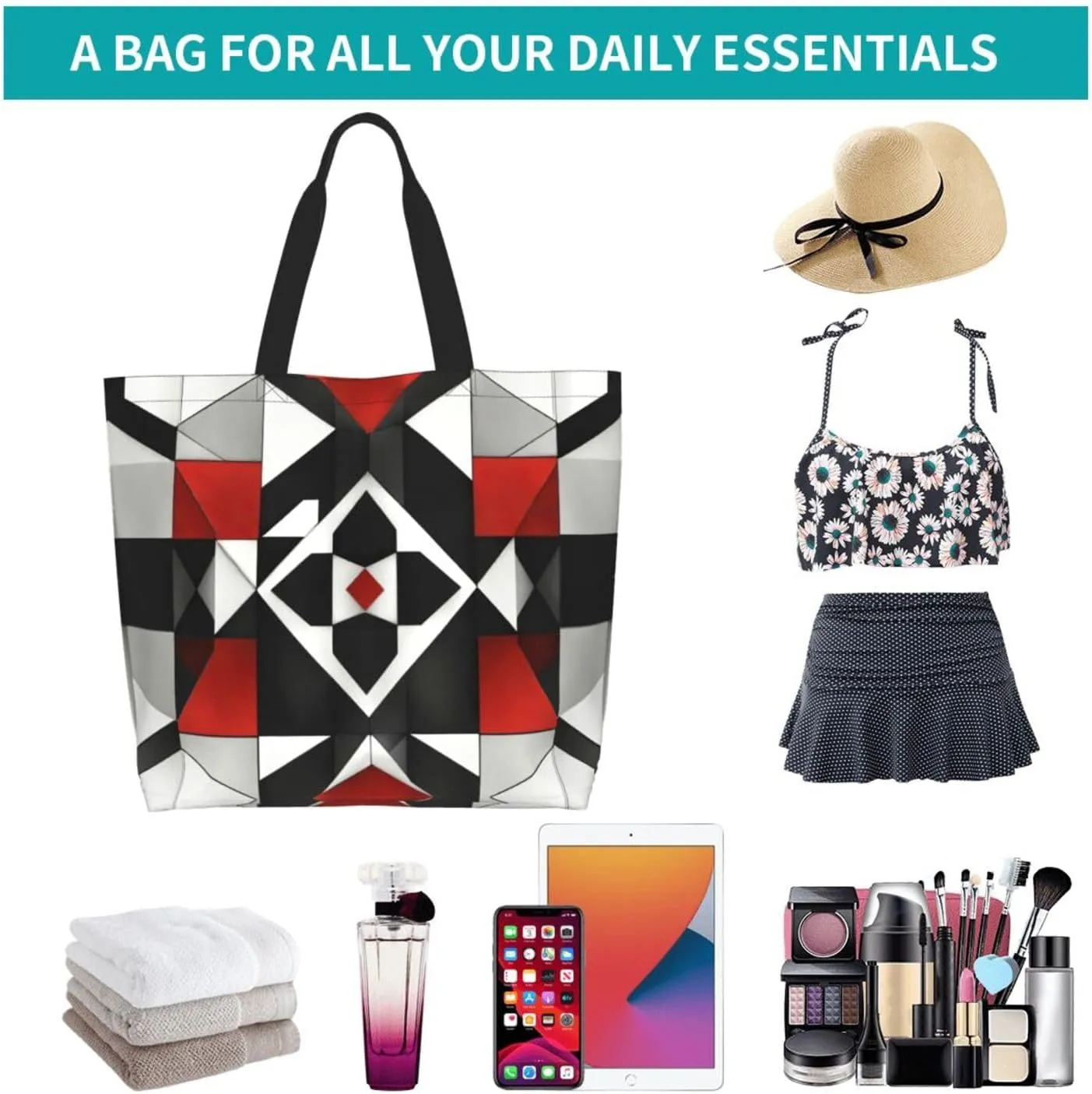 Flower Print Shoulder Bag For Women Shopping Bags Tote Bag Large Storage Handbag Grocery Bags For Travel Work
