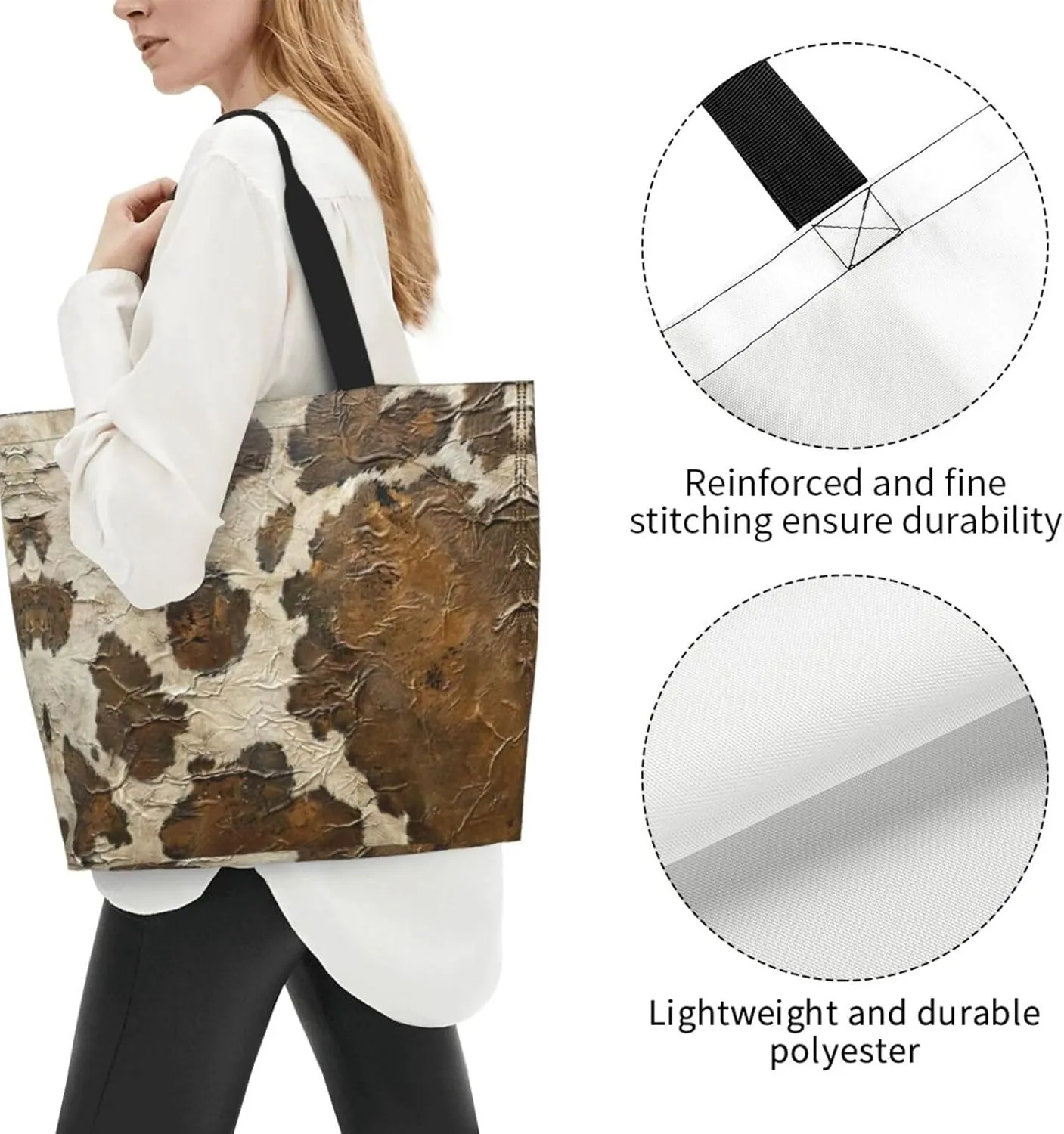 Flower Print Shoulder Bag For Women Shopping Bags Tote Bag Large Storage Handbag Grocery Bags For Travel Work