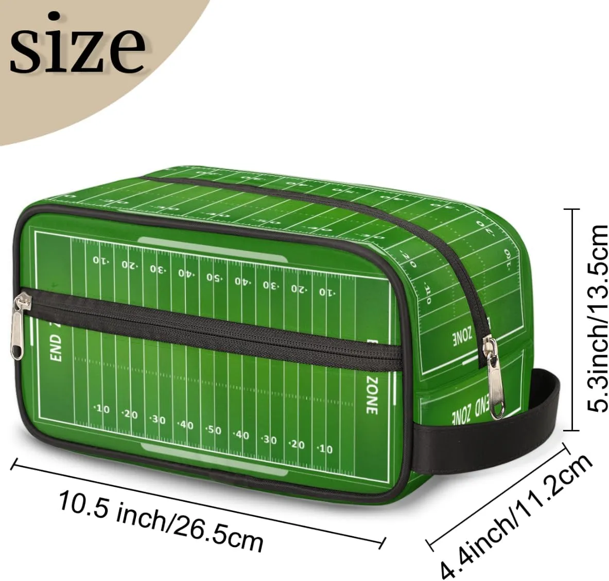 Football Field Travel Toiletry Bag for Boys Men, Waterproof Hanging Dopp Kit for Women, Shaving Bag with Large Capacity for Travel,Sports Shower
