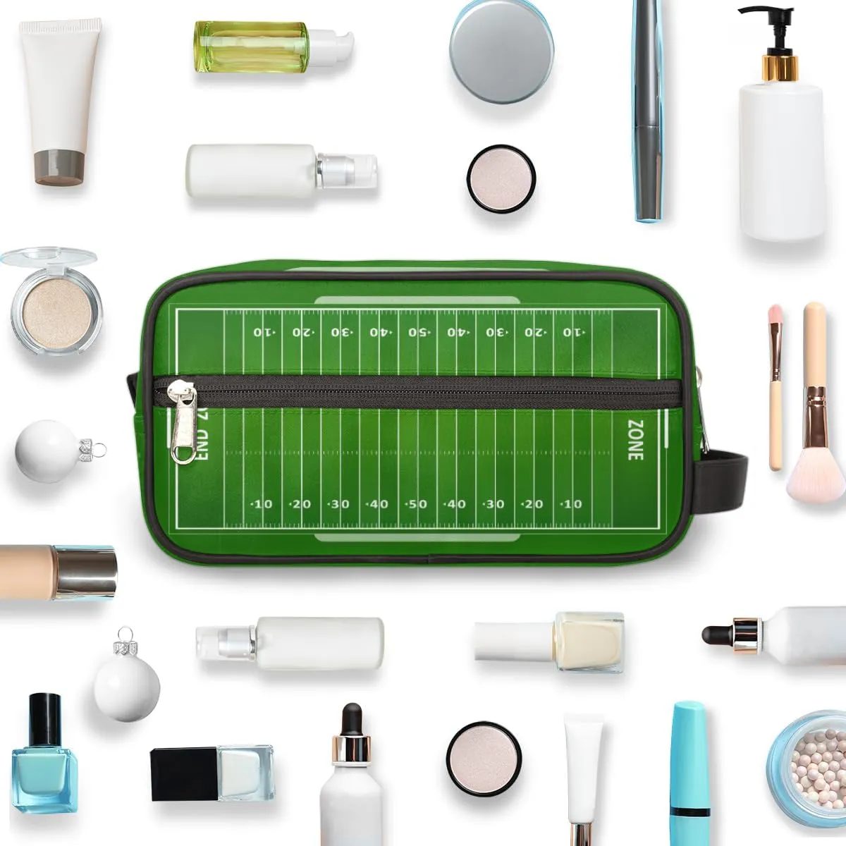 Football Field Travel Toiletry Bag for Boys Men, Waterproof Hanging Dopp Kit for Women, Shaving Bag with Large Capacity for Travel,Sports Shower