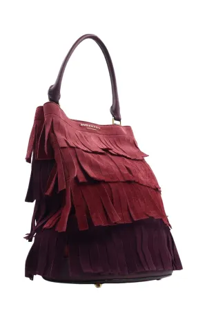 Fringed Bucket Bag Red Bordeaux