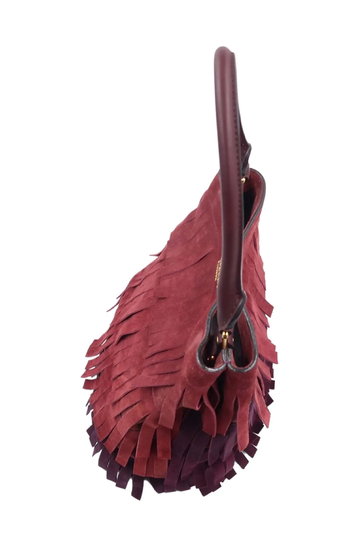 Fringed Bucket Bag Red Bordeaux