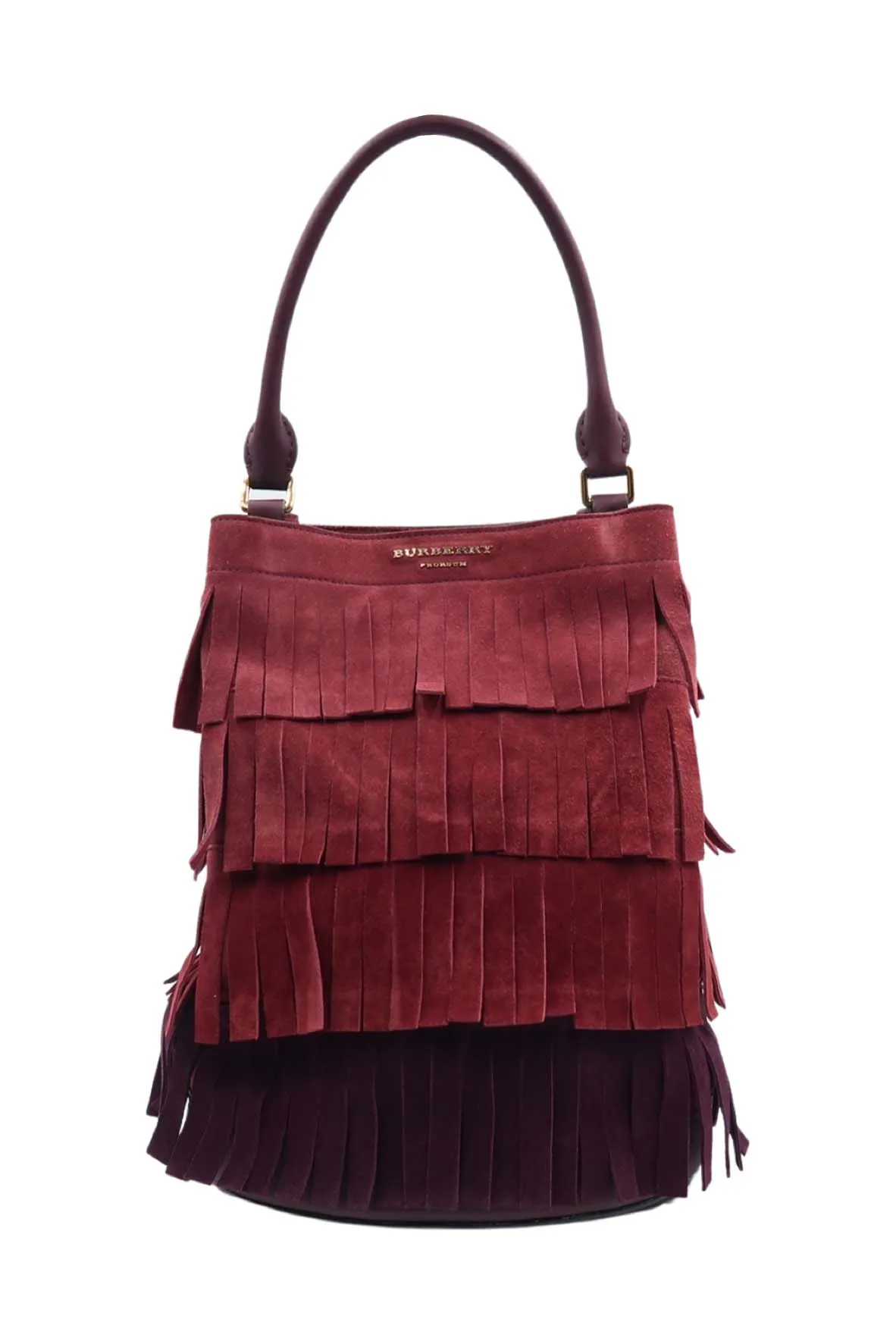 Fringed Bucket Bag Red Bordeaux