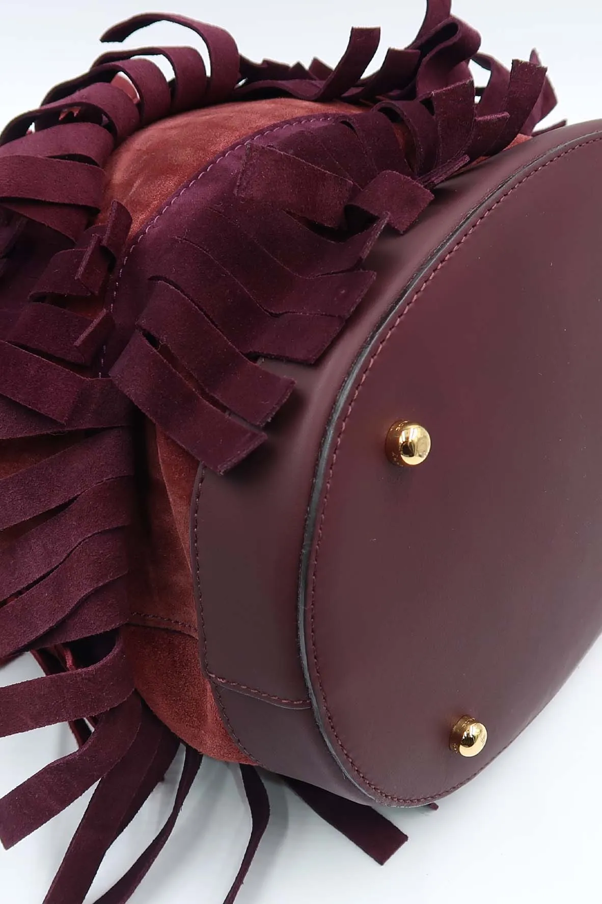 Fringed Bucket Bag Red Bordeaux