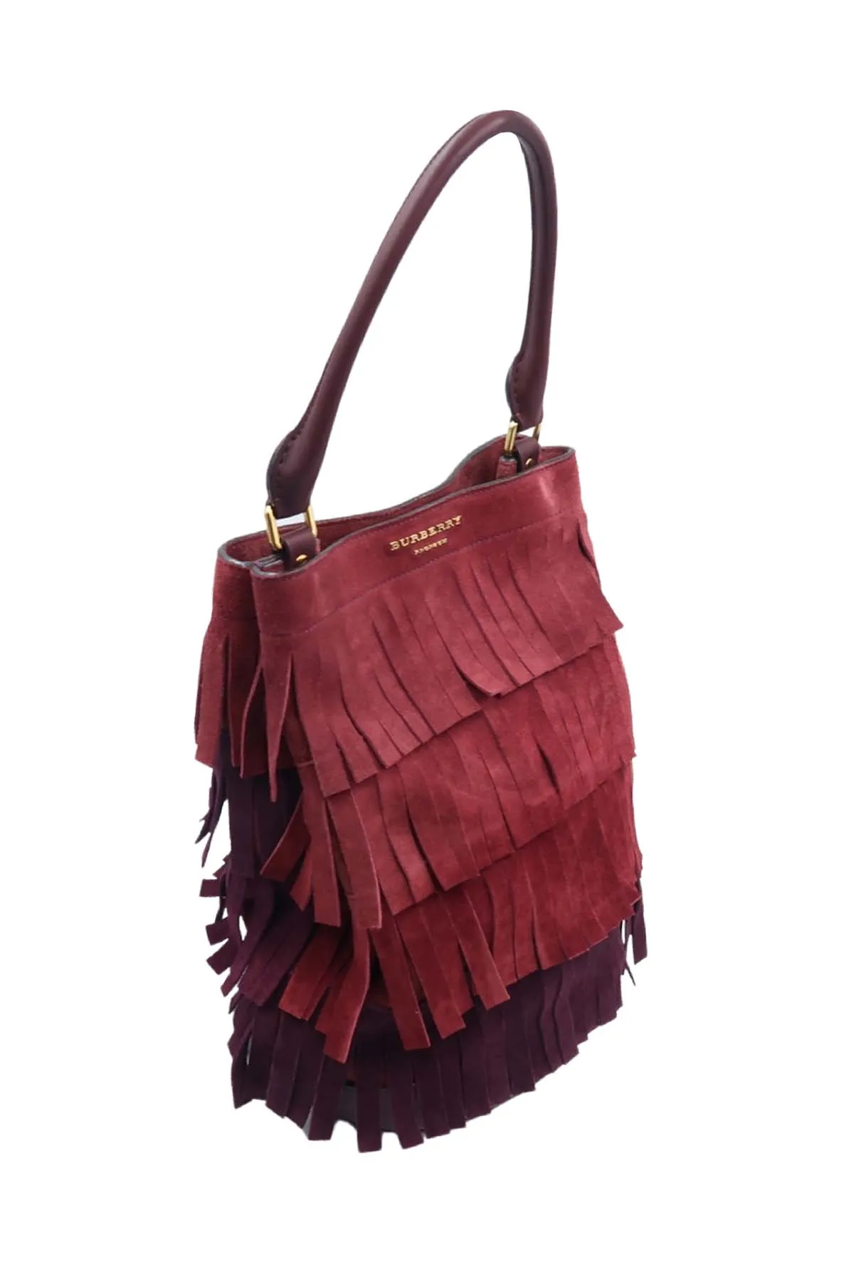 Fringed Bucket Bag Red Bordeaux