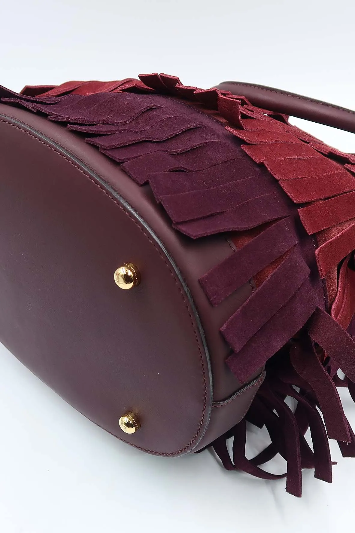 Fringed Bucket Bag Red Bordeaux