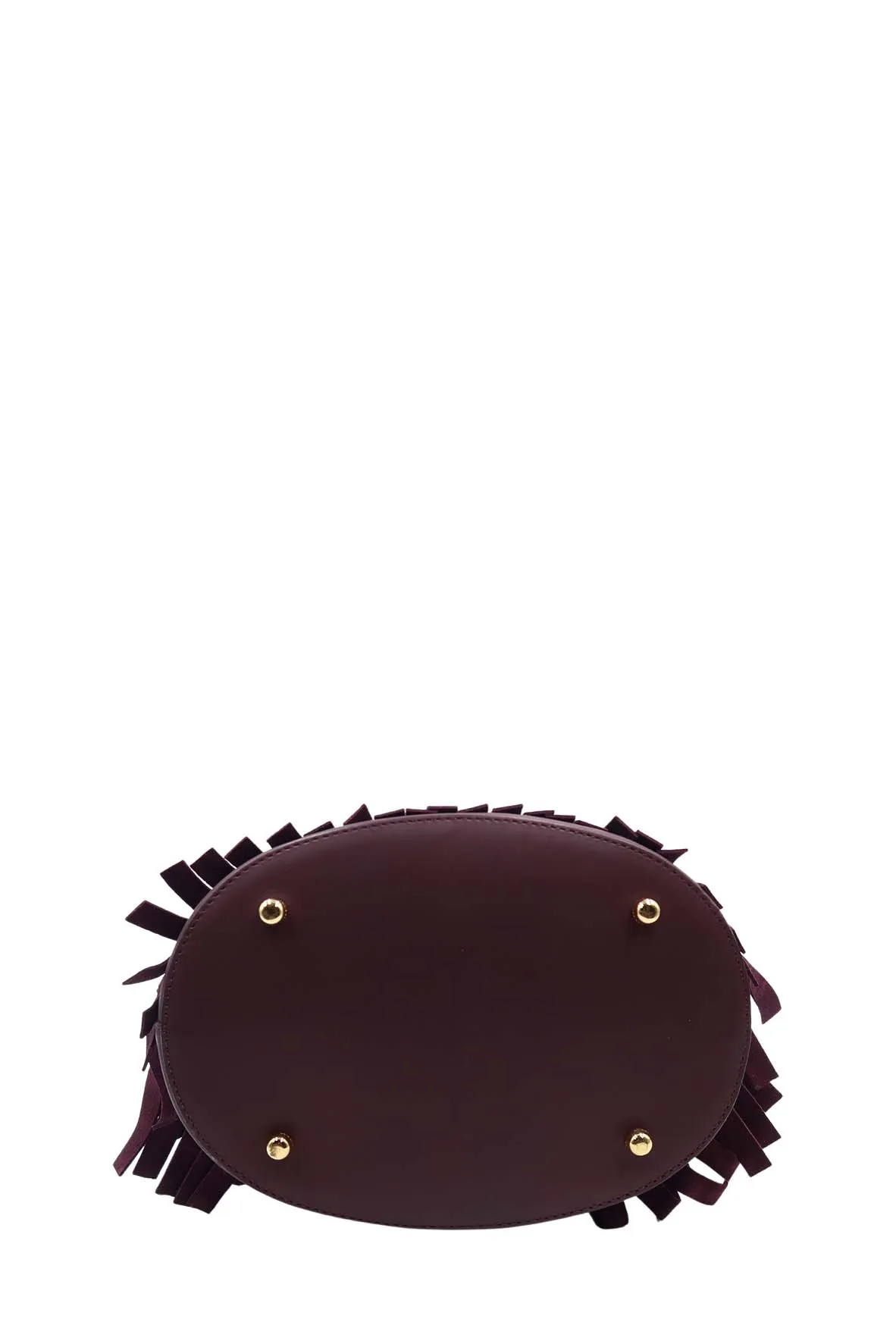 Fringed Bucket Bag Red Bordeaux